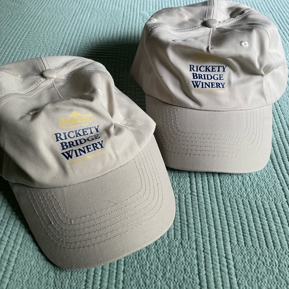 Rickety Bridge Winery ball caps set of 2 baseball hats new condition